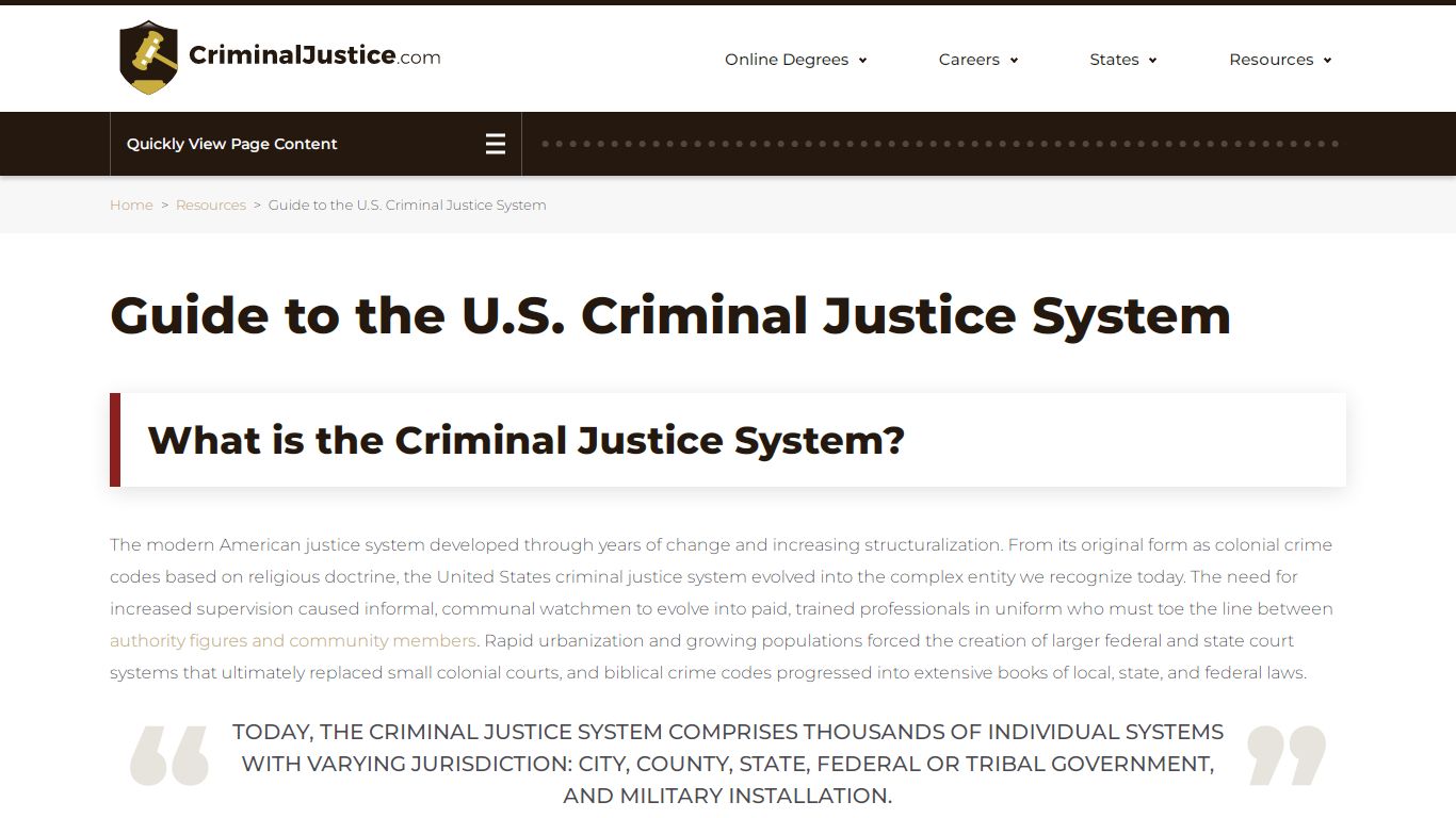 A Guide To The Criminal Justice System | CriminalJustice.com