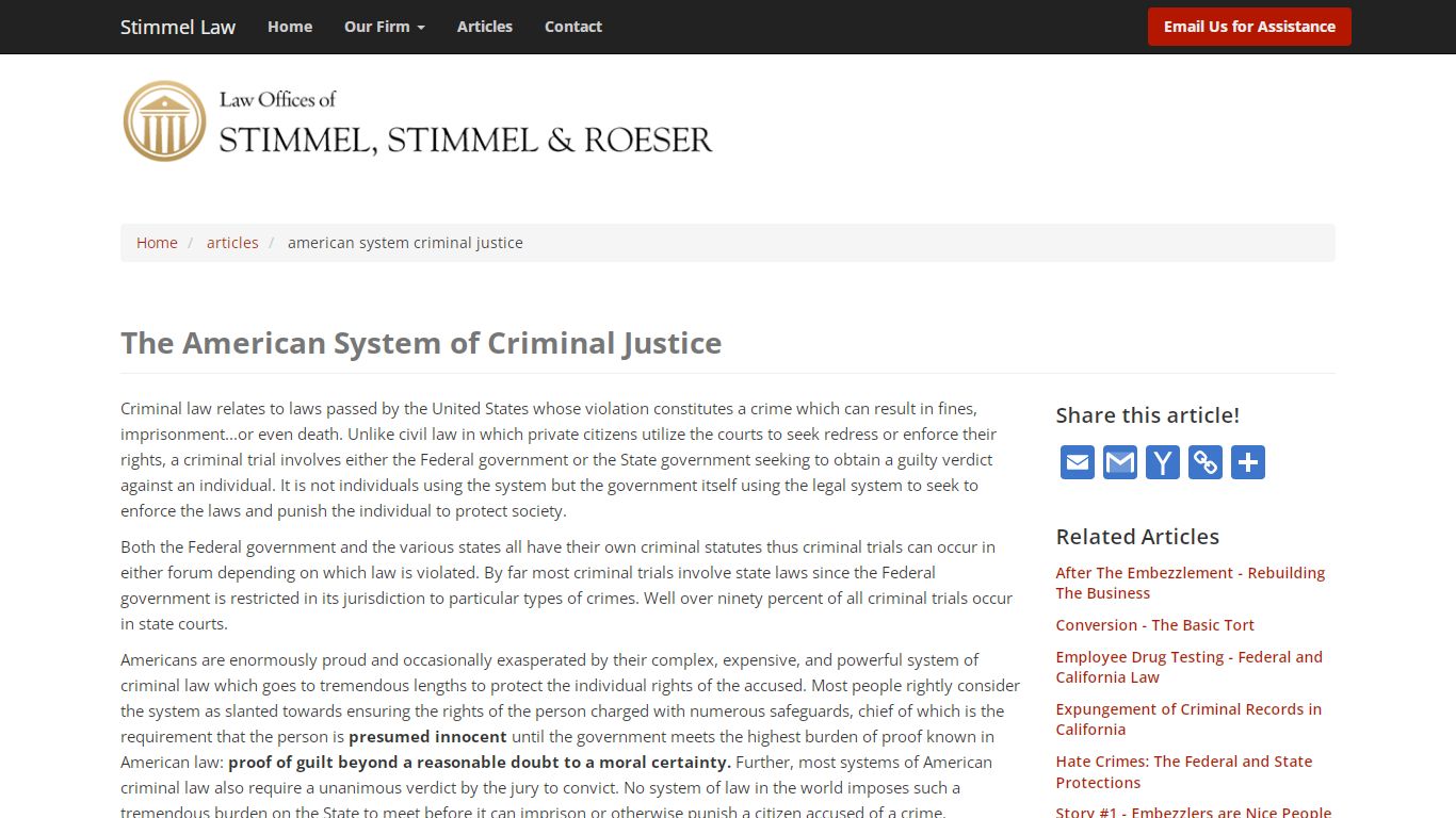 The American System of Criminal Justice | Stimmel Law